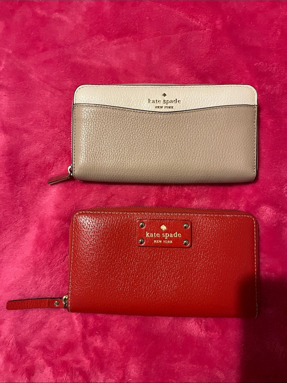 2New Leather Kate Spade Wallets, Red and Beige